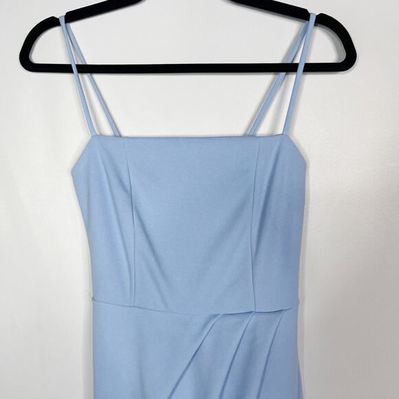 Blue Blush Small S Blue Wrap Front Dress with Shorts Romper Square Neck Cocktail - Picture 3 of 9